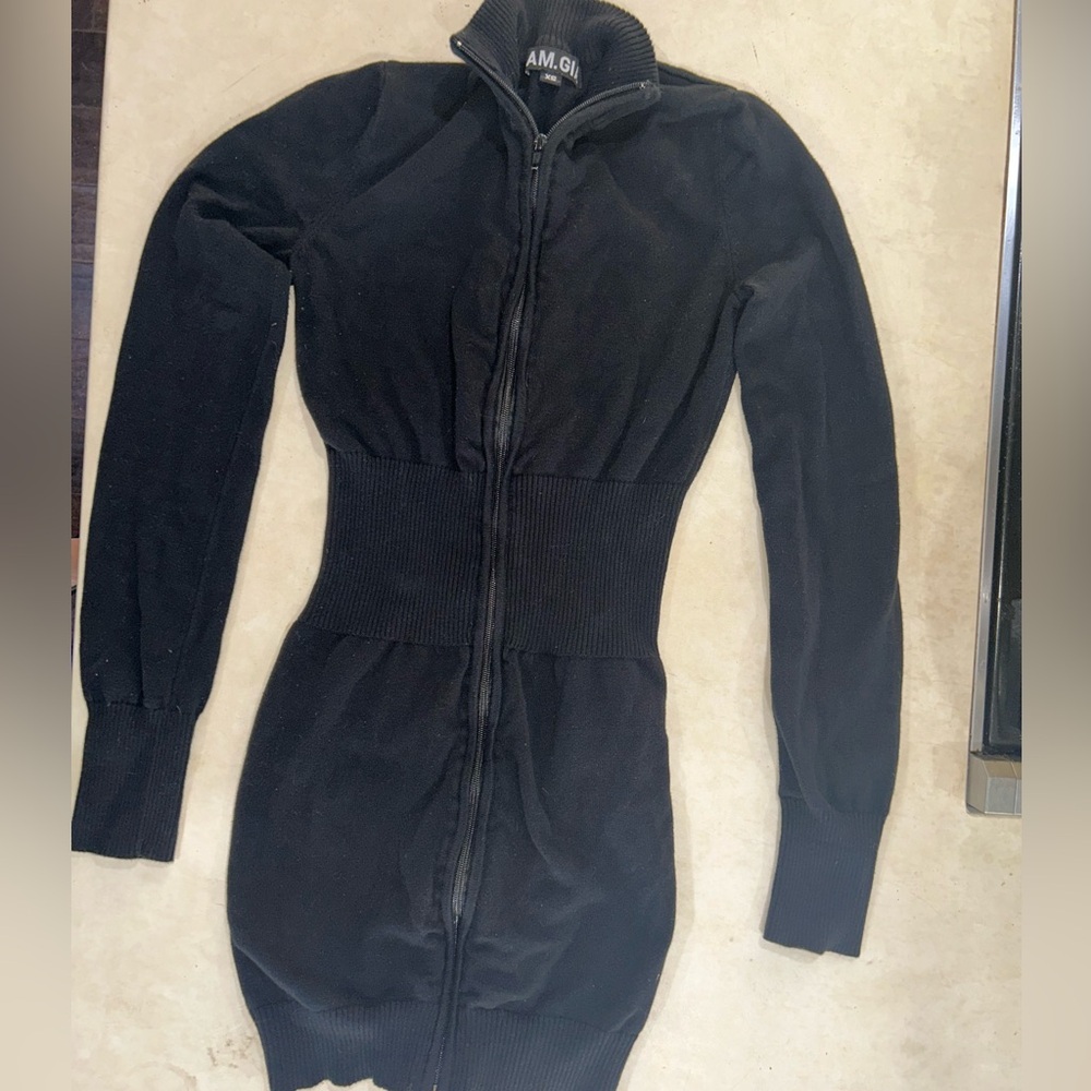 I.AM.GIA Black XS sweater Women's mini Dress zipper jacket flattering I am Gia
